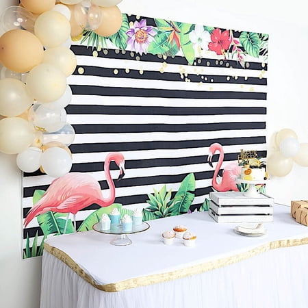 BalsaCircle 5x7 feet Vinyl Photography Background Stripes Flamingo Printed Party Backdrop Birthday Decorations