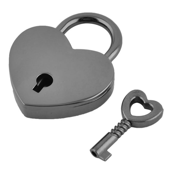 Drawer Suitcase Metal Heart Shaped Security Lock Padlock Black w   Key
