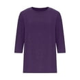 thumbnail image 4 of Enjoytime Spring Shirts for Women Solid Color 3/4 Sleeve Sparkly Tops Fashion Round Neck Trendy Casual Blouses Purple S, 4 of 7