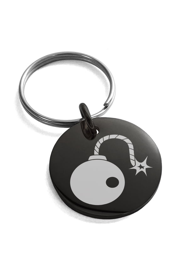 Stainless Steel Pirate Bombardier Icon Engraved Small Medallion Circle Charm Keychain Keyring