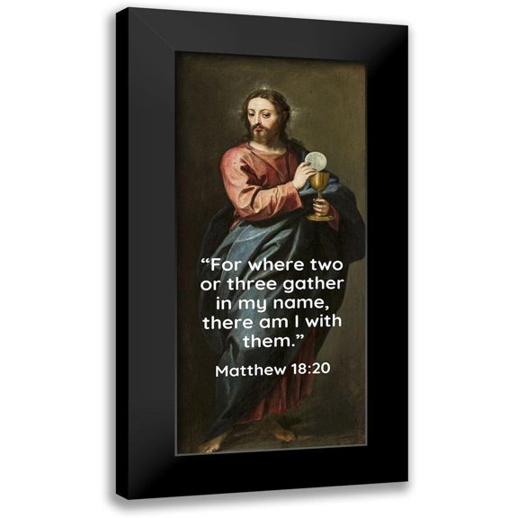 ArtsyQuotes 8x14 Black Modern Framed Museum Art Print Titled - Bible Verse Quote Matthew 18:20, Alonso Cano - Christ the Redeemer