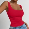 thumbnail image 3 of Fgvctg Womens Tank Top with Built In Bra Tummy Control Shapewear Tank Tops U Neck Slim Fit Shapewear Bras Sleeveless Seamless Compression Stretchy Bra Oversized Workout Camisole Top Red L, 3 of 6