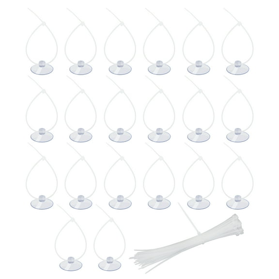 AQUANEAT 20 Pack Suction Cups with 40 Zip Ties for Fish Tank Decoration Moss Shrimp Nest