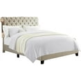 thumbnail image 3 of Rosevera Corrine Upholstered Bed Frame with Button Tufting Headboard/Adjustable Headboard/Rolled Head Headboard Bed Frame/Wood Slat Support/Easy Assembly,Queen,Warm Beige, 3 of 9