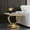 Gold-White, variant on 46.85" Marble Coffee Table, Rectangular Faux Marble Top with Gold Mirrored Stainless Steel Double O-Base, for Living Room, Hallway, Lounge Area