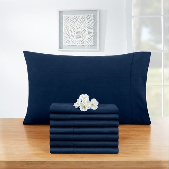 Empyrean Bedding Set of 8 Pillow Cases, King Pillowcase Premium Microfiber, King Size 20"X40" Navy Blue