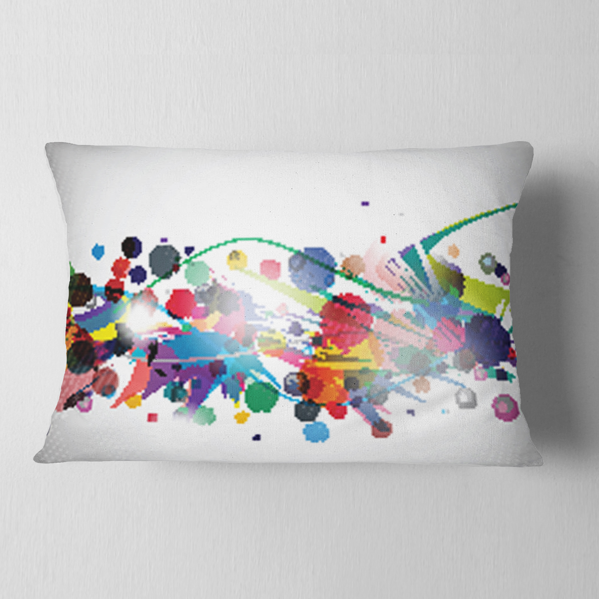 Designart Colorful Circles and Shapes - Abstract Throw Pillow - 12x20