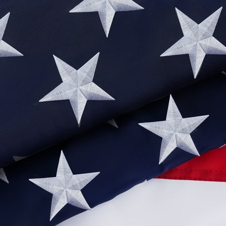 This 3x5 ft American Flag Outdoor The Strongest, Longest Lasting, 3x5 ft. Embroidered Stars Sewn Stripes Brass Grommets Foot Heavy Duty Nylon