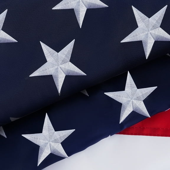This 3x5 ft American Flag Outdoor The Strongest, Longest Lasting, 3x5 ft. Embroidered Stars Sewn Stripes Brass Grommets Foot Heavy Duty Nylon