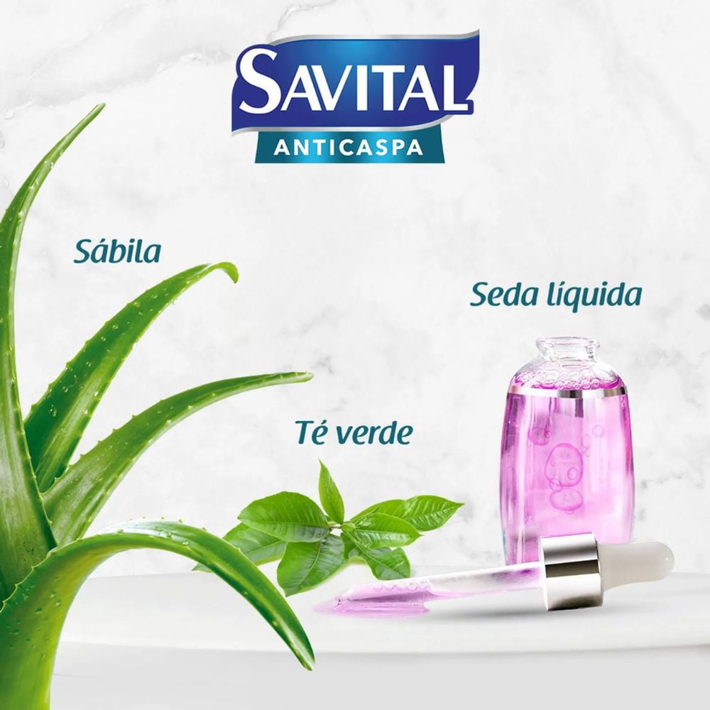 Savital Shampoo Anticaspa con Sabila Suavidad Increible y limpieza refrescante  (2 pack)