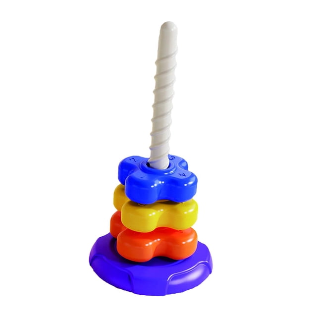 Apilamiento de juguetes de color Regalos creativos Regalos preescolares Aprendizaje sensorial juguete Anillo de arco iris apilador para niños niños Cuatro capas