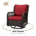 thumbnail image 5 of Yartaka Outdoor Swivel Rocker Patio Chairs Set of 2 and Matching Side Table - 3 Piece Wicker Patio Bistro Set with Premium Fabric Cushions (Wicker-Red), 5 of 7
