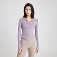 thumbnail image 4 of Chaqueta deportiva con capucha y media cremallera para mujer, ropa de yoga desnuda de alta elasticidad, top ajustado de manga larga, 4 of 4