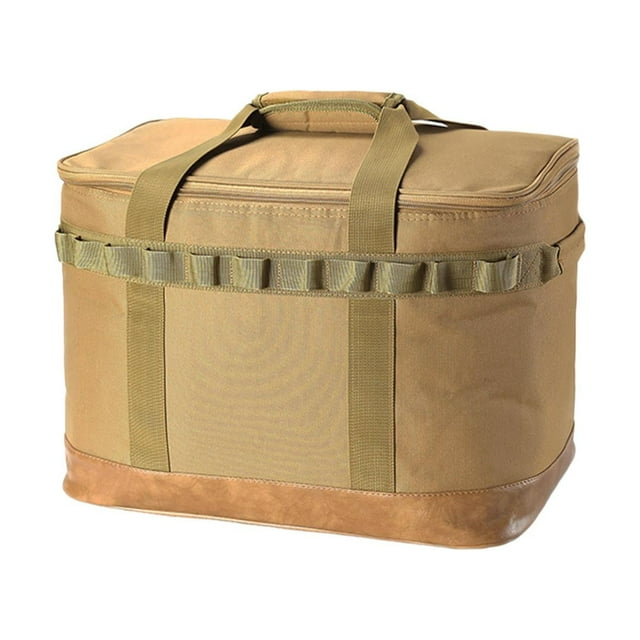 Sac de Rangement de Camping avec Poches en Filet et Compartiments, Multifonctionnel Portable Kaki