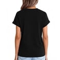 thumbnail image 6 of Lumtrix Womens Crew Neck Rolled Short Sleeve T Shirts Summer Cute Casual Oversized Tee Spring Solid Tops Black 2XL, 6 of 6