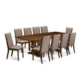 thumbnail image 4 of East West Furniture 11-Pieces Kitchen Table Set - A Butterfly Leaf Double Pedestal Modern Kitchen Table and 10 Dark Khaki Linen Fabric Dining Chairs with High Back - Antique Walnut Finish, 4 of 4
