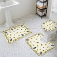 thumbnail image 3 of Sunflower Bee Bathroom Rugs Set Country Summer Floral Bee Nest Non Slip Absorbent Soft Bath Mats 3 Piece Set with Bathroom Rug, U-Shaped Floor Mat, Toilet Seat Cover Large Size, 3 of 9