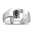 thumbnail image 1 of RYLOS Men's Rings Sterling Silver Ring Classic Solitaire 7X5MM Oval Shape Gemstone Designer Band Alexandrite June Birthstone Rings For Men Size 11, 1 of 5