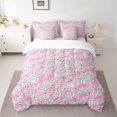 thumbnail image 2 of Homewish Chic Glitter Print 7-Piece Bedding Comforter Set,Safari Tiger Lines King Bedding Sets,Pink Gray Bed Sheets For Girls Kids,Microfiber Bedroom Decor Reversible, 2 of 8