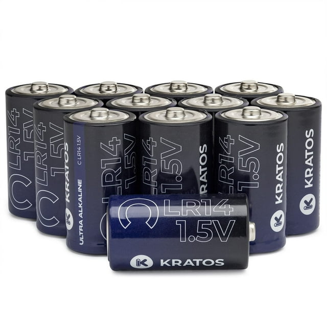 Pilas alcalinas Kratos Power C de 1,5 V, paquete de 12 unidades, de larga duración