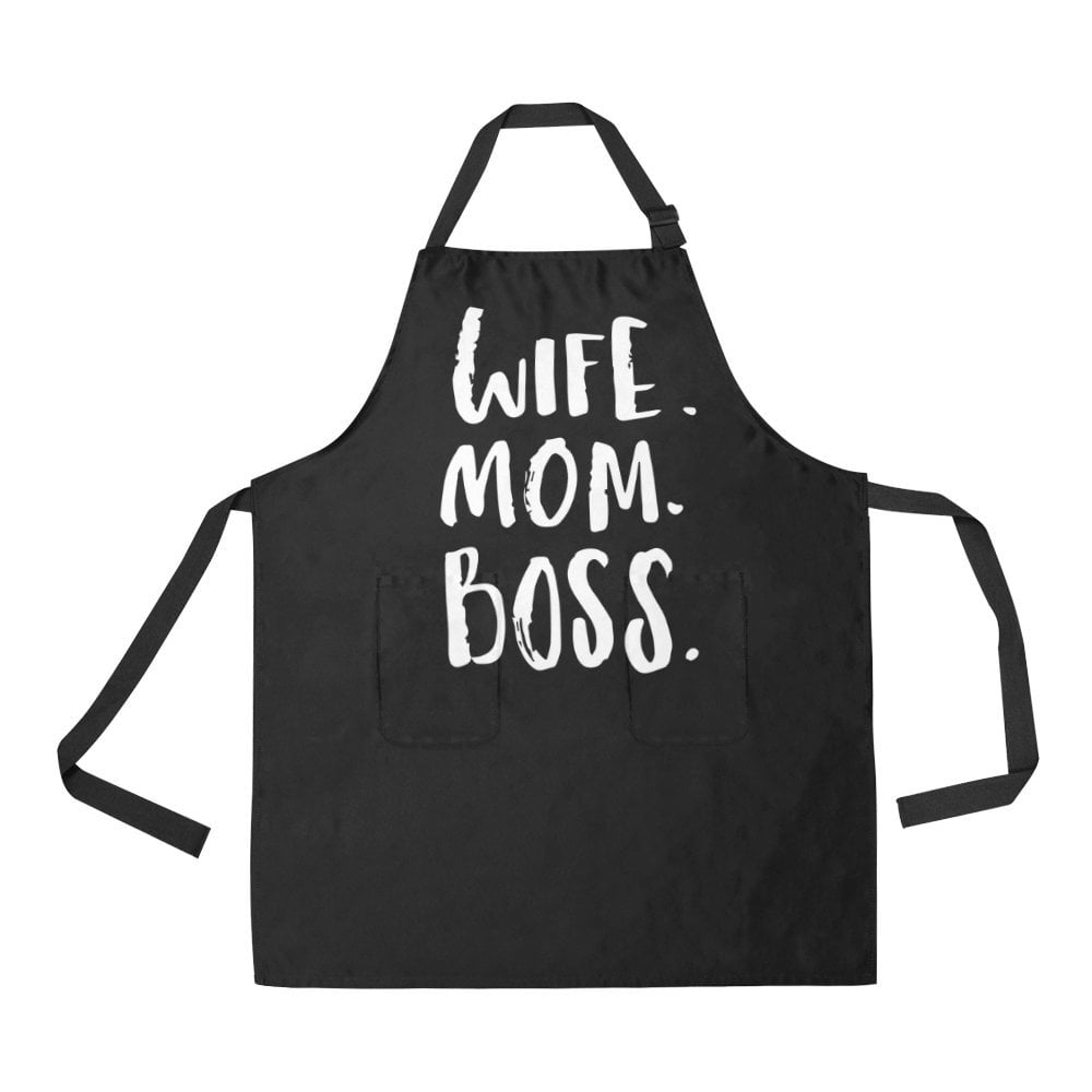 HATIART Funny Mother’s Day Gift Apron Wife Mom Boss Adjustable Bib
