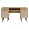 thumbnail image 4 of Computer Work Desk, Brown Oak, Wood, Home Office Business, Modern Contemporary HB34514, 4 of 9