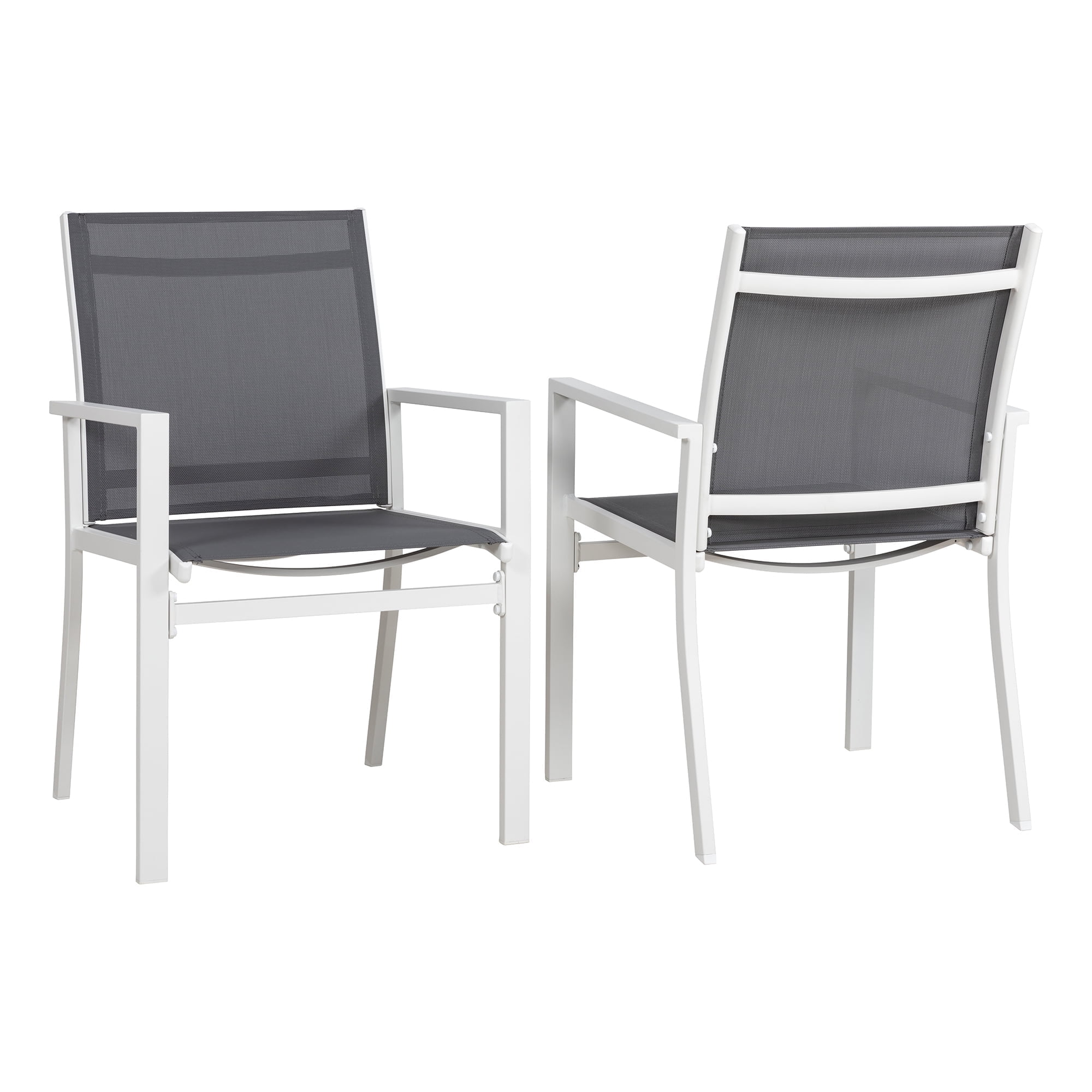 Walsunny Patio Dining Chairs Set of 2,Outdoor Bistro Chair with Arms,All-Weather Metal Textile Fabric Chairs Grey Sansujyuku sansujyuku.com