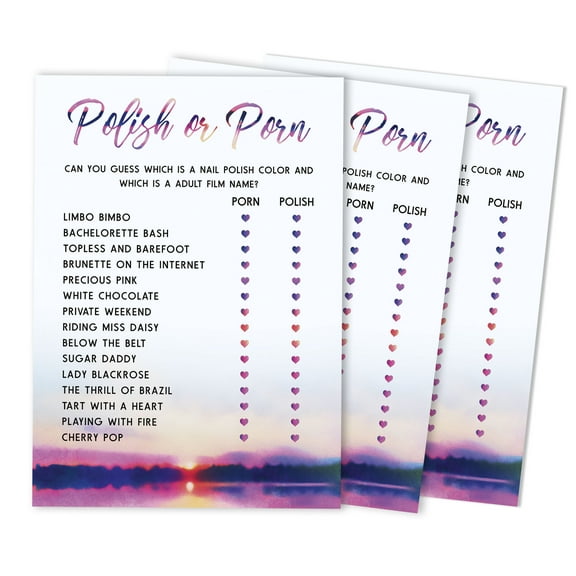Inkdotpot 50-Pack Bulk Party ActivityGame Polish Or PornGameCards NatureBachelorette Party Bridal Shower Collection