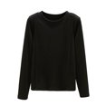 thumbnail image 3 of MGDXOX Women's Thermal Underwear Tops Basic Crewneck Long Sleeve Warm Winter Fleece Base Layer Shirts Loungewear Pajamas Black XL, 3 of 4