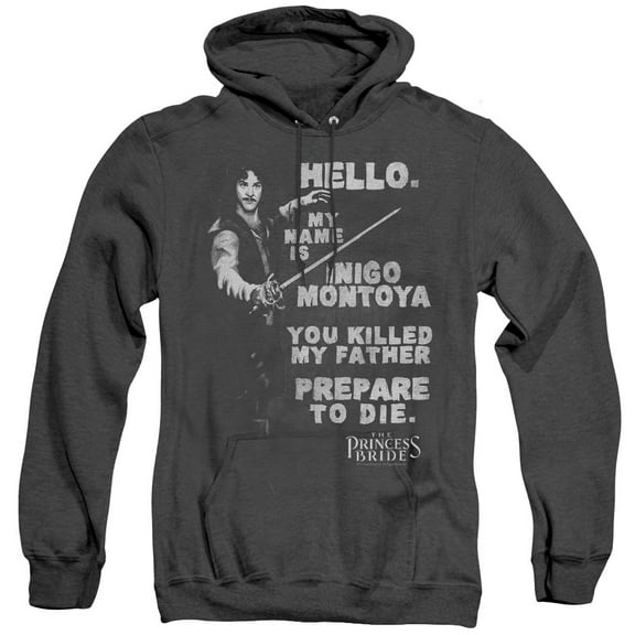 Princess Bride Hello Again Adult Heather Hoodie Sweatshirt Black