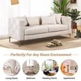 thumbnail image 5 of EUROCO 80.5" Longer  Chenille Loveseat Sofa with 4 Pillows,Modern Sofa and Couch with Removable Cushion and Golden Metal Legs for Living Room, Bedroom, Apartment, Easy to Install,Beige, 5 of 9