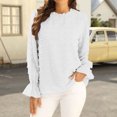 thumbnail image 2 of Blusa suelta sólida de chifón de manga larga con cuello redondo y cuello con volantes para mujer Fridja  bvmnju2201, 2 of 6