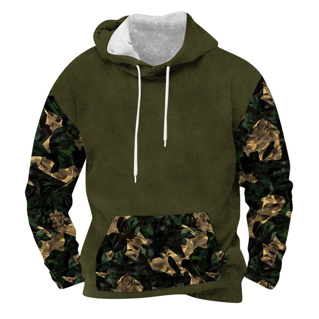 Mefallenssiah Sweat à Capuche Hommes Mode Poches Manches Longues Imprimé Chandails en Molleton Hauts Blouse