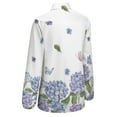 thumbnail image 5 of Hydrangea Purple Floral Long Sleeve Blouse Woman Streetwear Casual Shirts Summer Oversize Woman Streetwear Clothing Birthday Present, 5 of 7