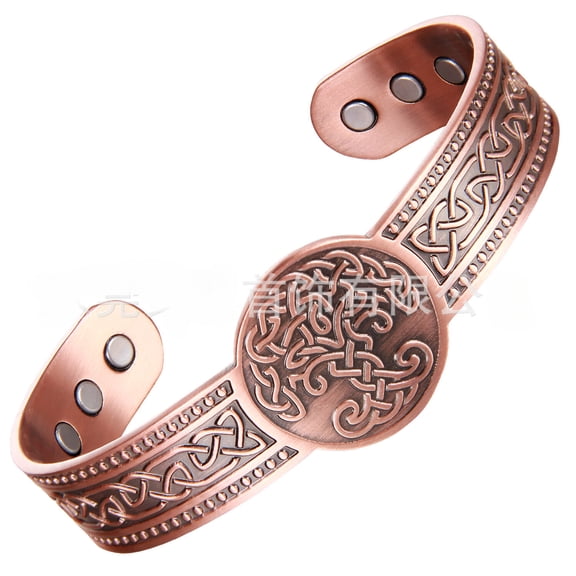 Wollet Copper Magnetic Bracelet for Men Women, Cuff  Copper Jewelry, Life Tree