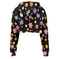 thumbnail image 4 of Renewold Ladies Crop Hoodies Pullover Colorful Flowers Hearts Athletic Long Sleeve Blouse Tops Sweatshirt Comfy Women Preppy Sportswear Fit for Spring Fall Size 5XL, 4 of 6