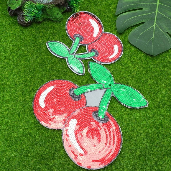 YSNOOWE 2Ud Parches Bordados Coloridos Para Ropa Con Cereza Y Aplicación Fácil