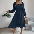 thumbnail image 7 of Odbmxy A-Line Women Midi Dresses Long Sleeve Dress for Women Regular Solid Color Fairy Peplum Tunic Dresses,Blue L, 7 of 7