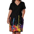thumbnail image 2 of Vestido multicolor largo y loco para mujer, traje con bolsillos colgantes y horizontales, estilo coreano., 2 of 6