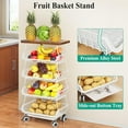 thumbnail image 5 of Fruit Basket Kitchen Pantry Organizer - Stackable 5-Tier Metal Wire Storage Cart with Wooden Top for Fruits, Vegetables, Snacks, Onion, Potato (White), 5 of 9