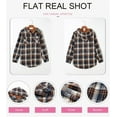 thumbnail image 5 of Womens Plaid Shacket Jacket Long Sleeve Button Down Fleece Hooded Jackets Warm Coat, 5 of 6