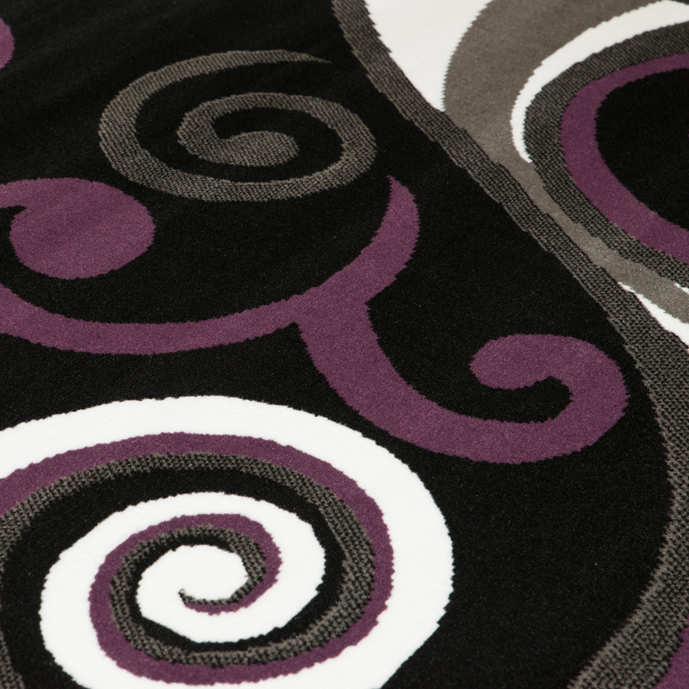 Designer Home Soft Transitional Indoor Modern Area Rug Curvy Swirls  - Actual Size: 7' 10" x 10' 6" Rectangle (Black) - image 3 of 5
