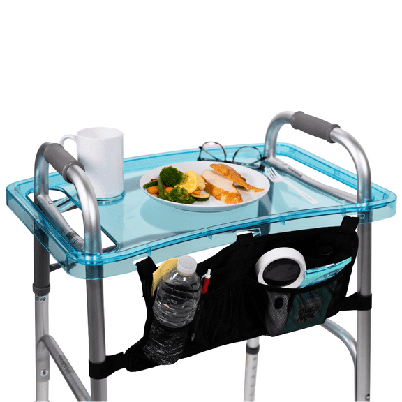 StrongArm Clearview Walker Tray – Adjustable Tray for Folding Walkers, Seniors, with Cup Holder, Food Tray, Walker Accessories, Tray Table for Standard Adult Walkers