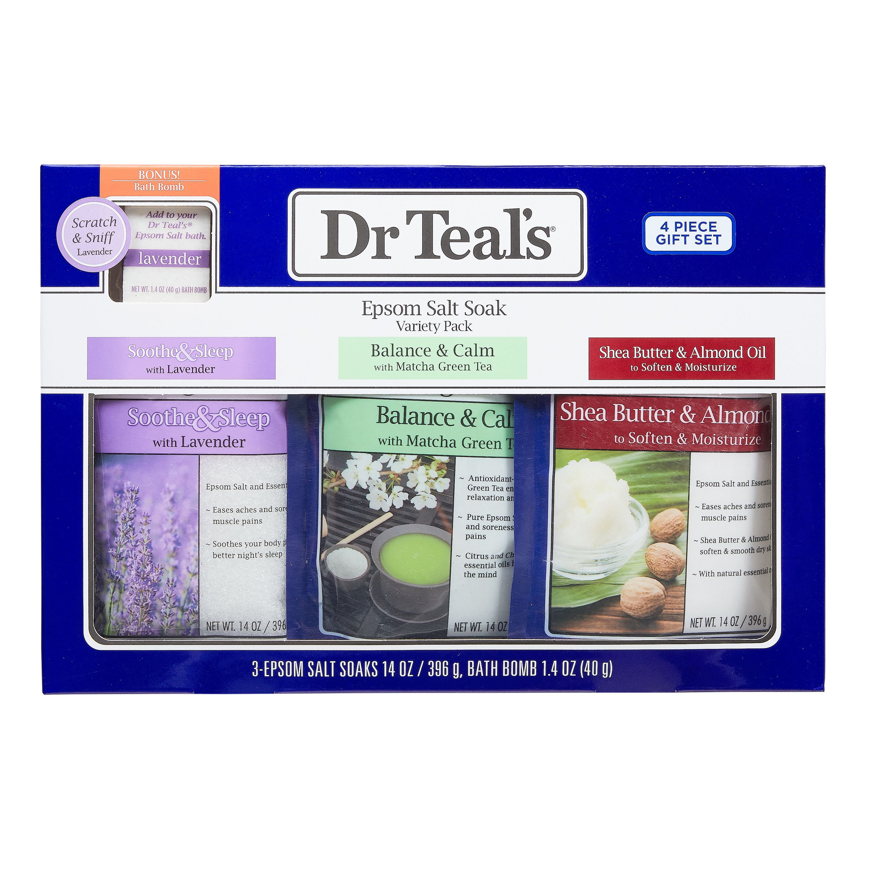 Dr Teal s 4 Piece Pure Epsom Salt Soak Variety Pack Gift Set Walmart 