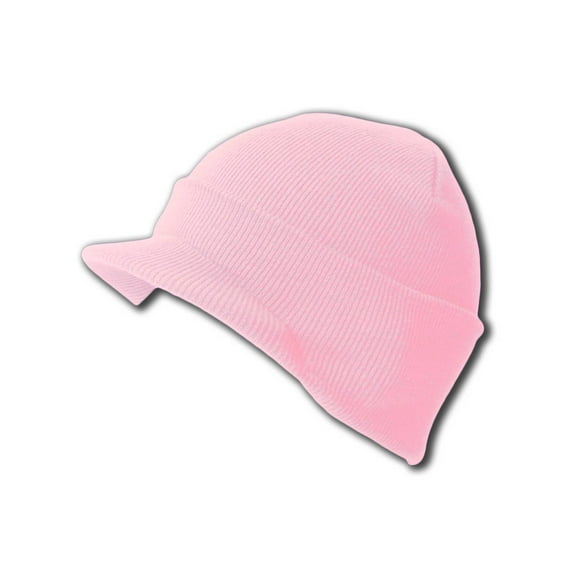 New Pink Cuff Winter Beanie Visor Light Pink