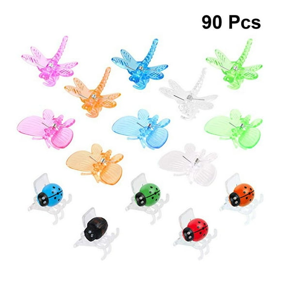 90pcs Orchid Clips Garden Vine Fixed Clips Garden Grafting Clip Creative Plastic Fixed Clips (30 Clips 30 Ladybird Clips 30 Dragonfly Clips)