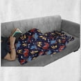 thumbnail image 6 of Dinosaur Soft Flannel Fleece Throw Blanket, 3 Different Cartoon Dinosaurs Funny Expressions and Bones Kids Theme, Cozy Plush for Indoor and Outdoor Use, 70" x 90", Navy Blue Orange Red, by Ambesonne, 6 of 6