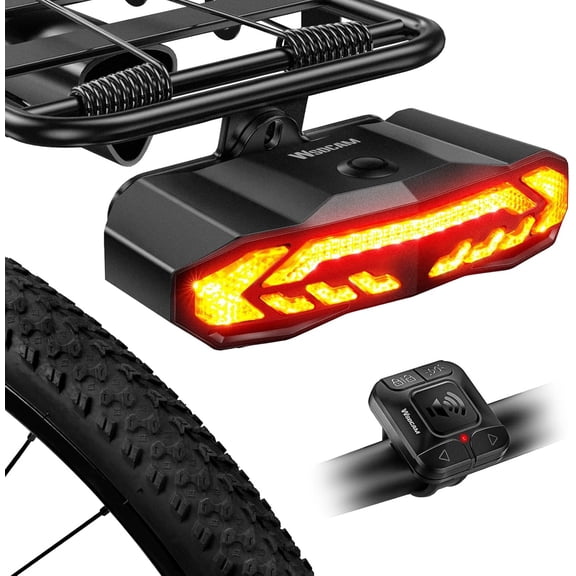 Smart Bike Tail Light with Turn Signals for Rear Bike Rack Mounting, Rechargeable Auto-Sensing Bike Turn Signals Light Alarm