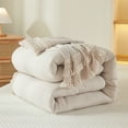 thumbnail image 6 of Move Over Beige Grey Comforter Set King Boho Bedding Set Grid Lattice Tassel Pattern Farmhouse Microfiber Filling, 6 of 10