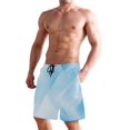 thumbnail image 2 of Dailycode Men's Quick Dry Swim Trunks Beach Shorts Casual Summer Board Shorts with Pockets, Blue White Abstract Geometric Lines, 2 of 8